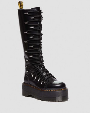 Black Women's Dr Martens 1B60 Max Lace Up Knee High Platform Boots | PH_Dr24866