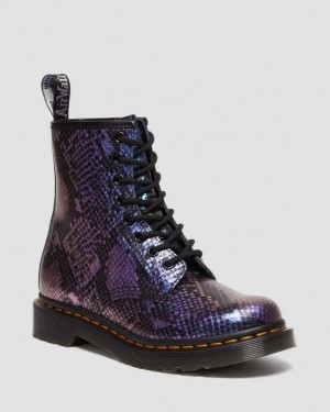 Black / Multicolor Women's Dr Martens 1460 Snake Print Emboss Leather Lace Up Boots | PH_Dr65831