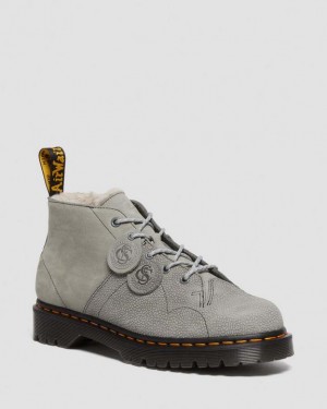 Grey Women's Dr Martens Church Nubuck & Pebble Leather Monkey Boots | PH_Dr85385
